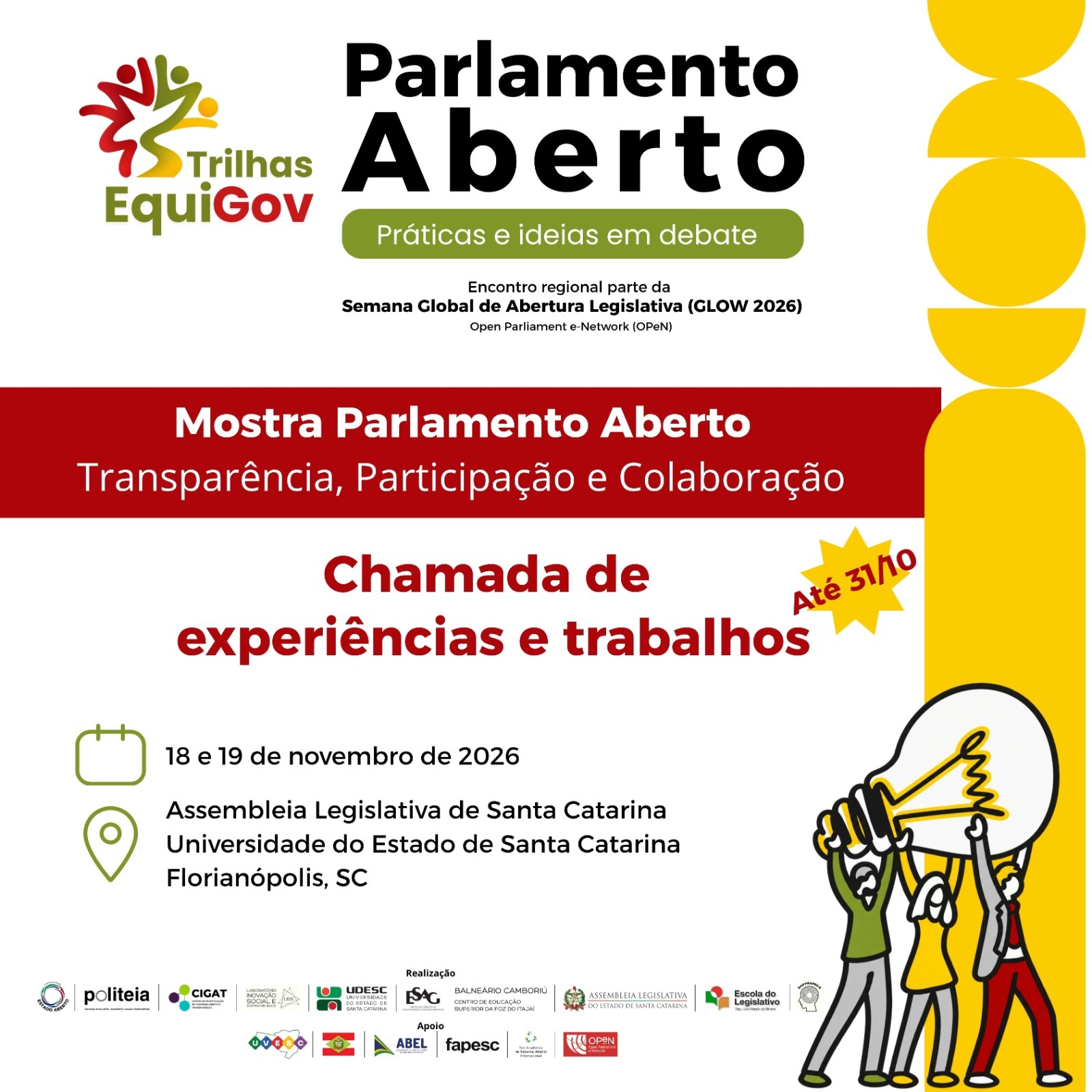 Participe da MOSTRA PARLAMENTO ABERTO: faça já sua inscrição